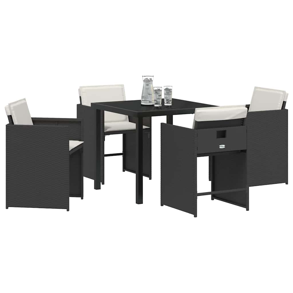vidaXL Tuin Eetset 5 pcs Zwart poly rattan