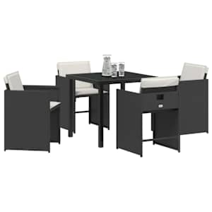 Zahradní jídelní souprava 5 pcs Černá polyratan - obrázek 3