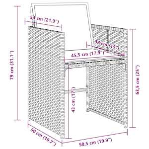 Zahradní jídelní souprava 5 pcs Černá polyratan - obrázek 10
