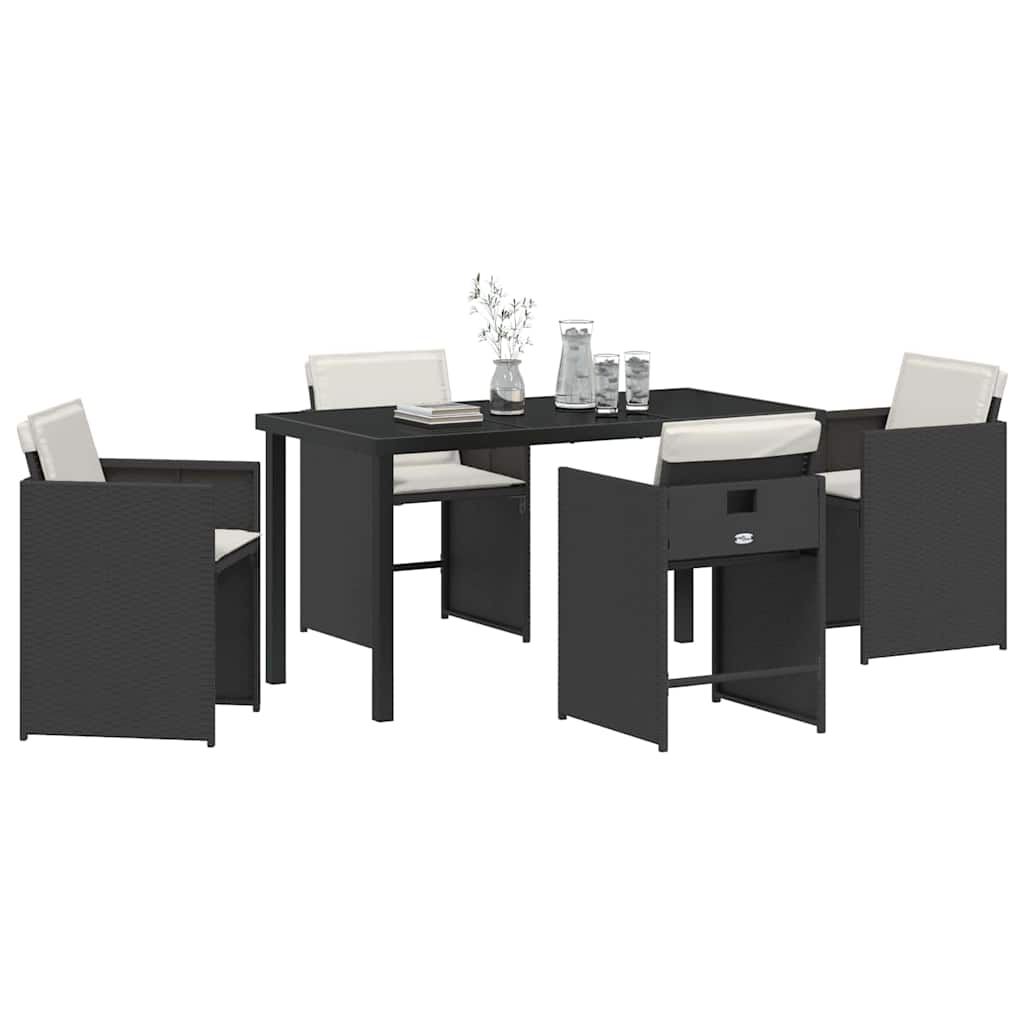 vidaXL Tuin Eetset 5 pcs Zwart poly rattan