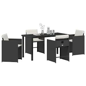 Zahradní jídelní souprava 5 pcs Černá polyratan - obrázek 3