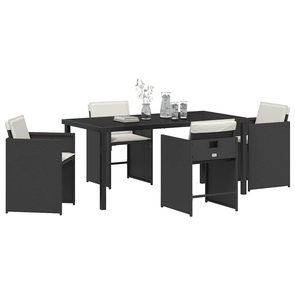 vidaXL Tuin Eetset 5 pcs Zwart poly rattan