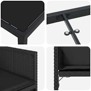 Zahradní jídelní souprava 5 pcs Černá polyratan - obrázek 9
