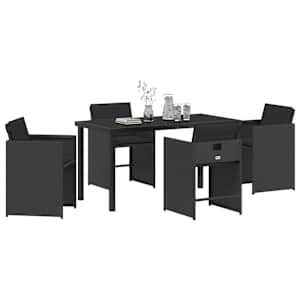 Zahradní jídelní souprava 5 pcs Černá polyratan - obrázek 3