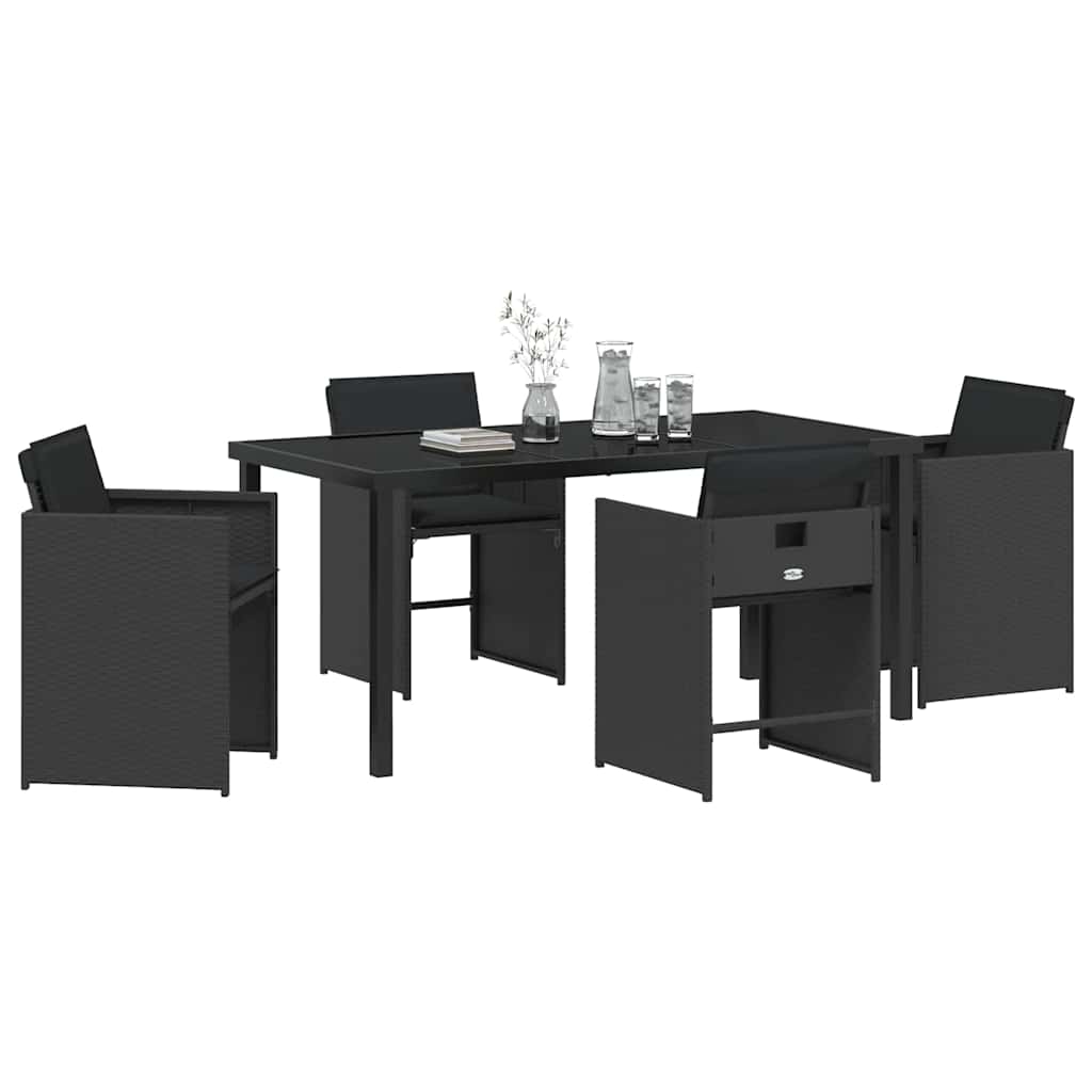 vidaXL Tuin Eetset 5 pcs Zwart poly rattan