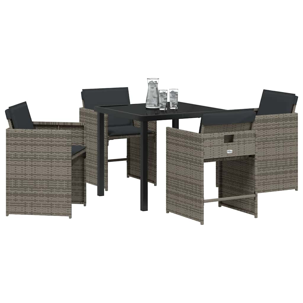 vidaXL Tuin Eetset 5 pcs Grijs poly rattan