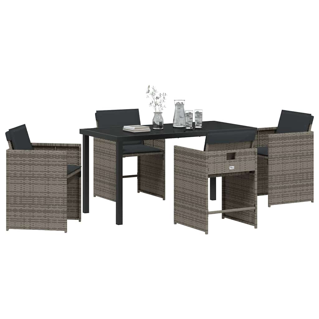 vidaXL Tuin Eetset 5 pcs Grijs poly rattan