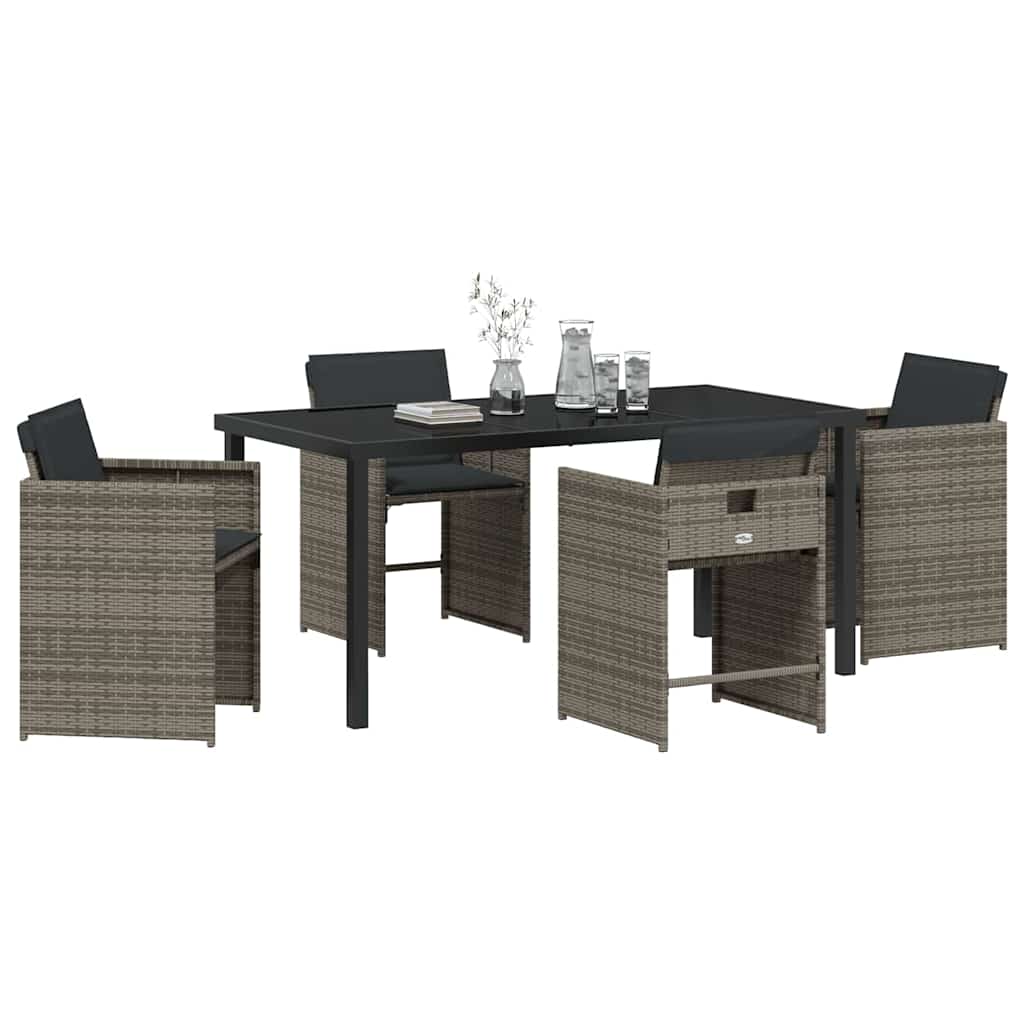 vidaXL Tuin Eetset 5 pcs Grijs poly rattan