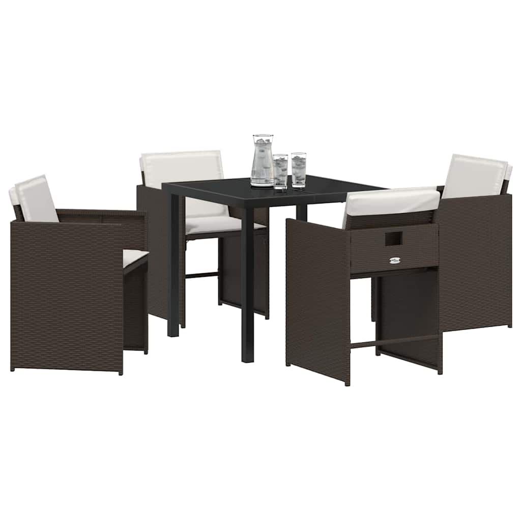 vidaXL Tuin Eetset 5 pcs Bruin poly rattan