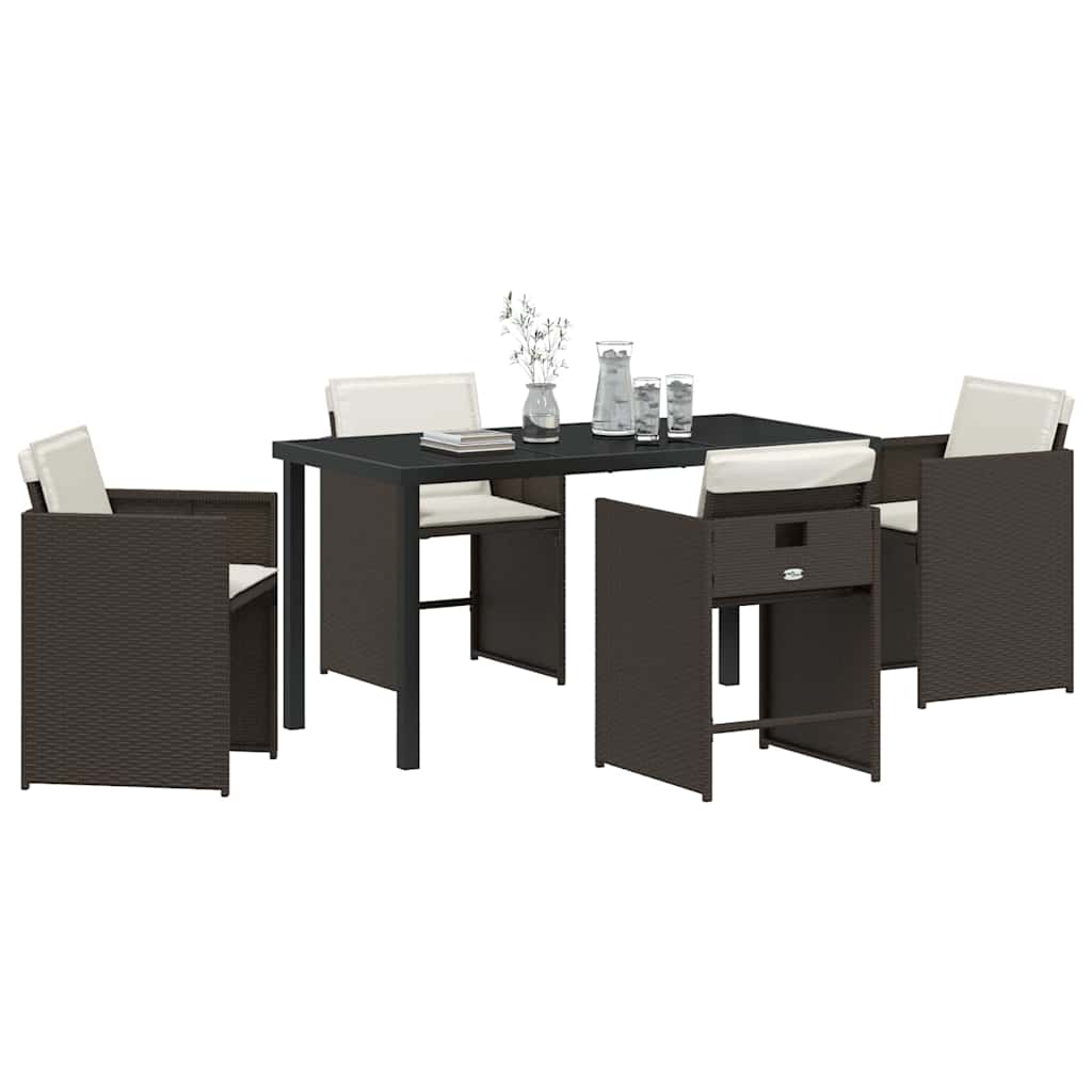 vidaXL Tuin Eetset 5 pcs Bruin poly rattan
