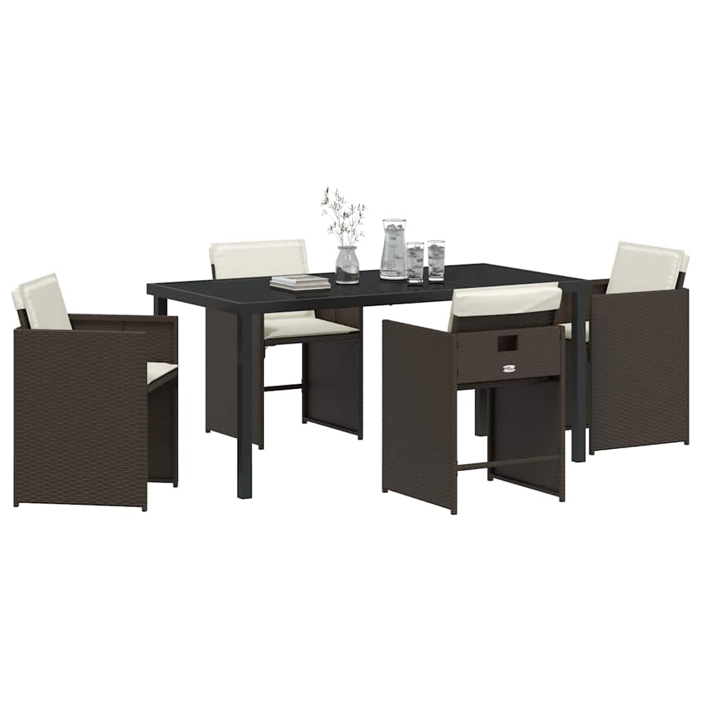 vidaXL Tuin Eetset 5 pcs Bruin poly rattan