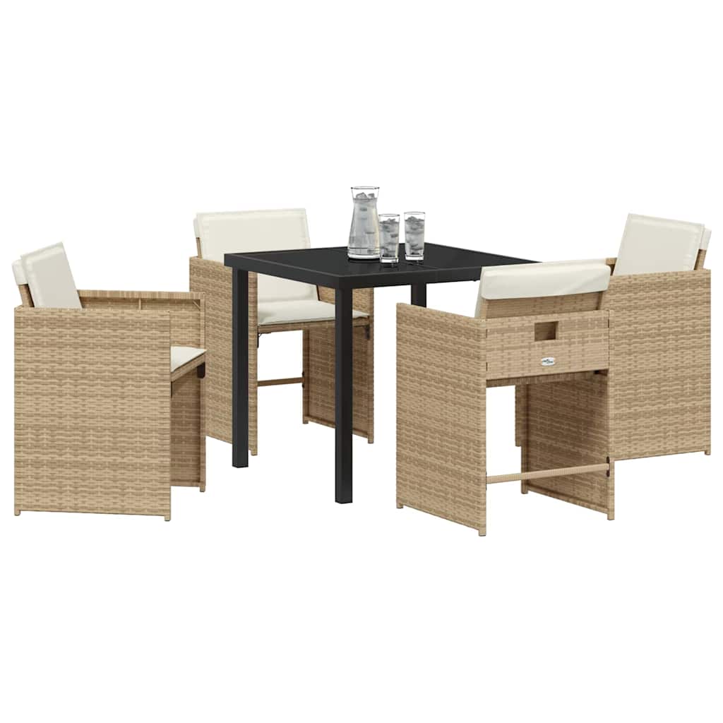 vidaXL Tuin Eetset 5 pcs Beige poly rattan