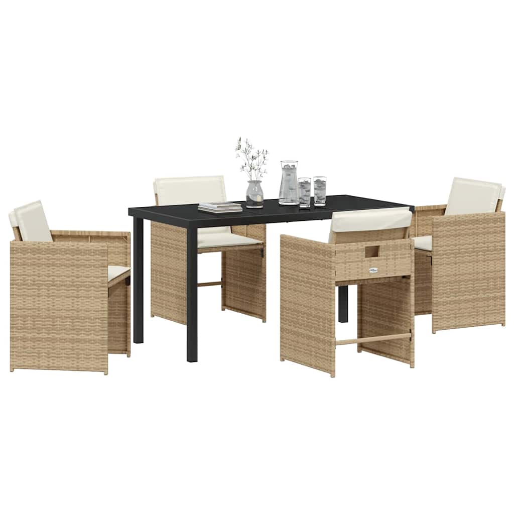 vidaXL Tuin Eetset 5 pcs Beige poly rattan