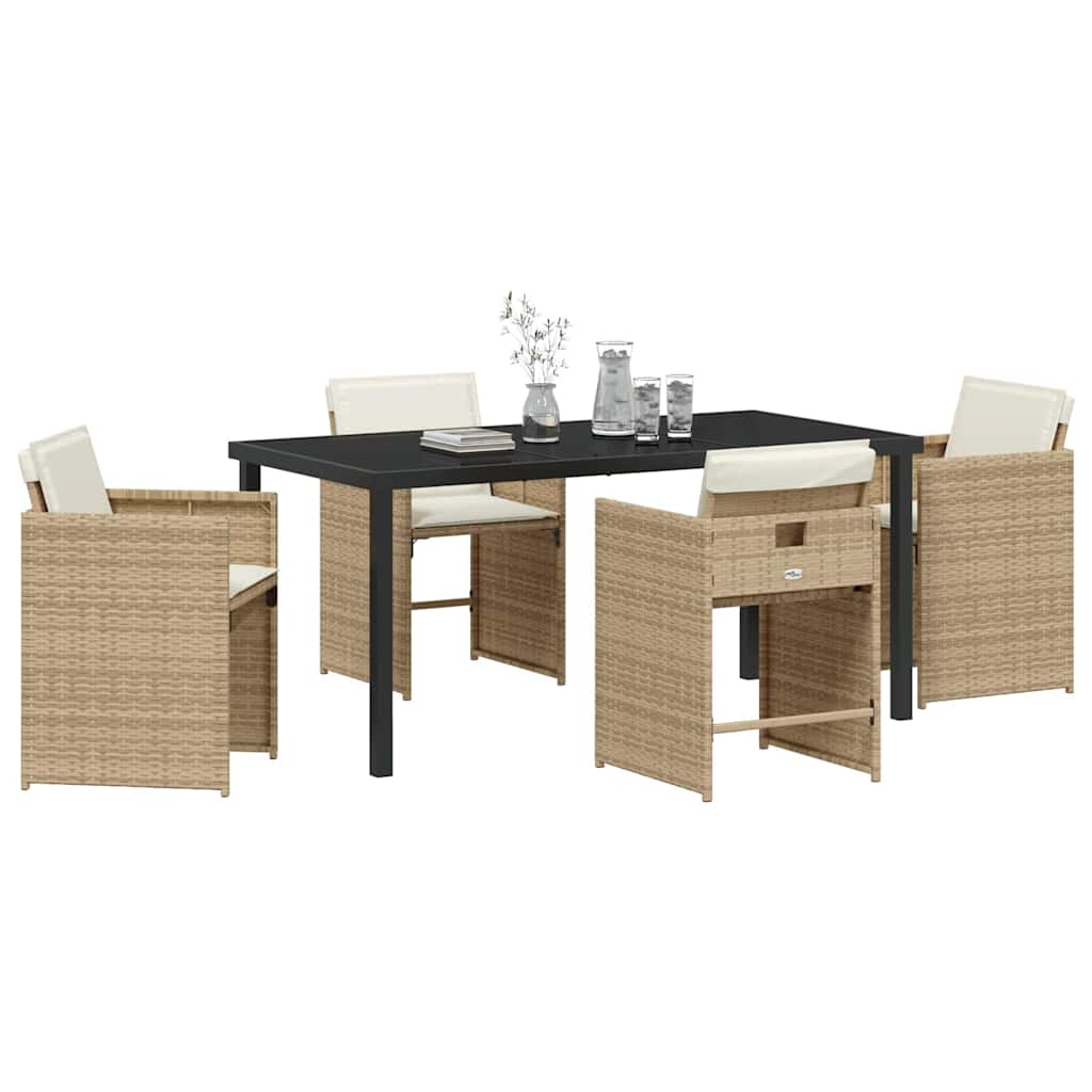 vidaXL Tuin Eetset 5 pcs Beige poly rattan