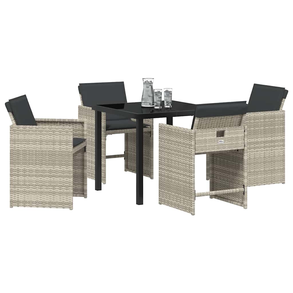 vidaXL Tuin Eetset 5 pcs Lichtgrijs poly rattan