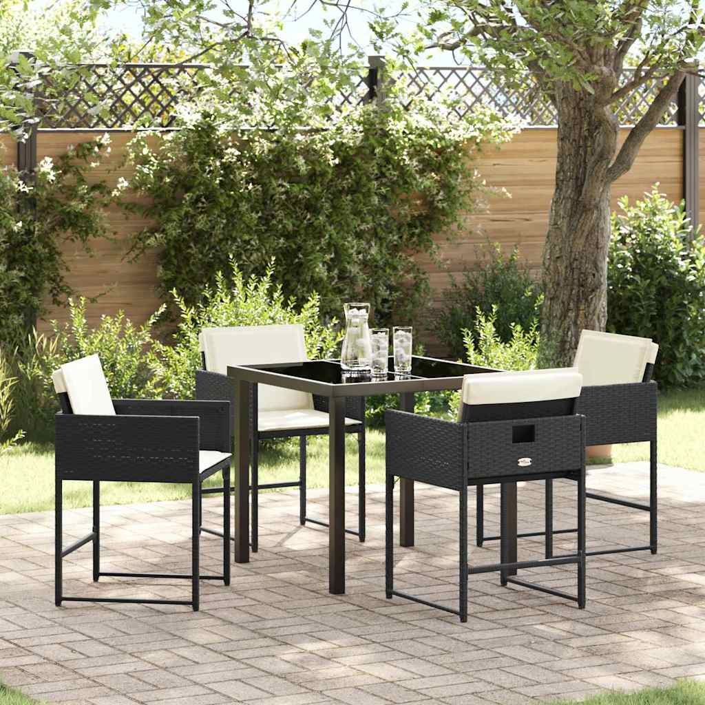 vidaXL Set de masă pentru grădină 5 pcs Negru poliratan