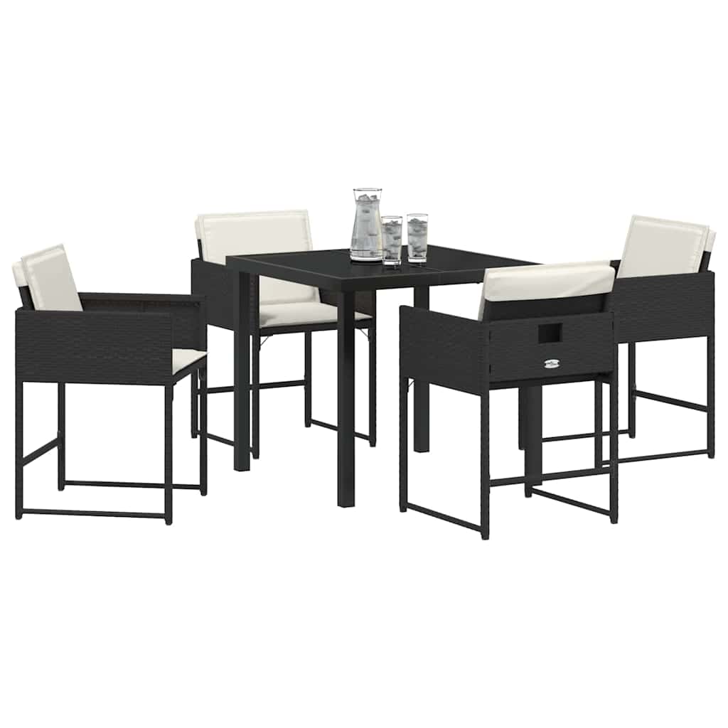 vidaXL Tuin Eetset 5 pcs Zwart poly rattan