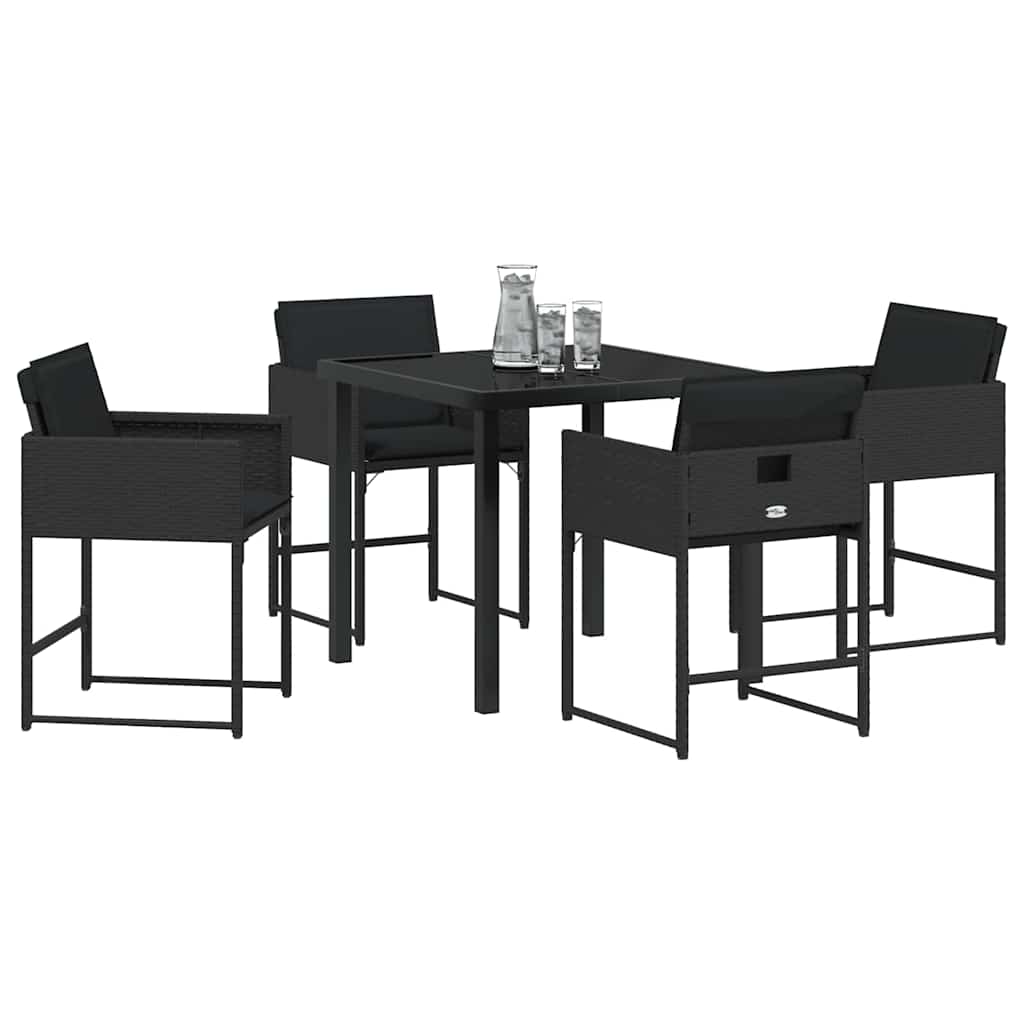 vidaXL Tuin Eetset 5 pcs Zwart poly rattan