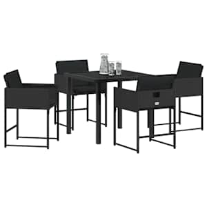 Zahradní jídelní souprava 5 pcs Černá polyratan - obrázek 3