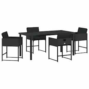 Zahradní jídelní souprava 5 pcs Černá polyratan - obrázek 2