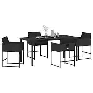 Zahradní jídelní souprava 5 pcs Černá polyratan - obrázek 3