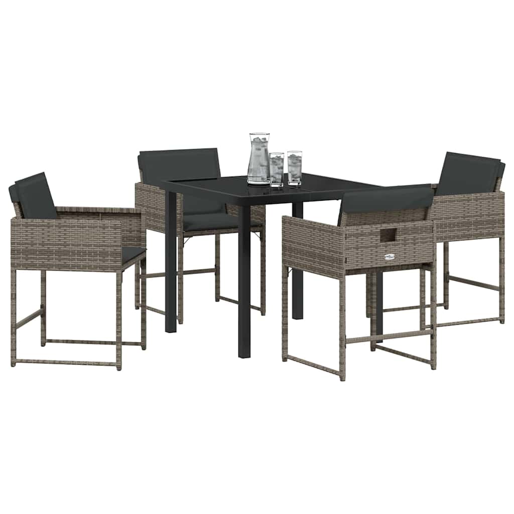 vidaXL Tuin Eetset 5 pcs Grijs poly rattan