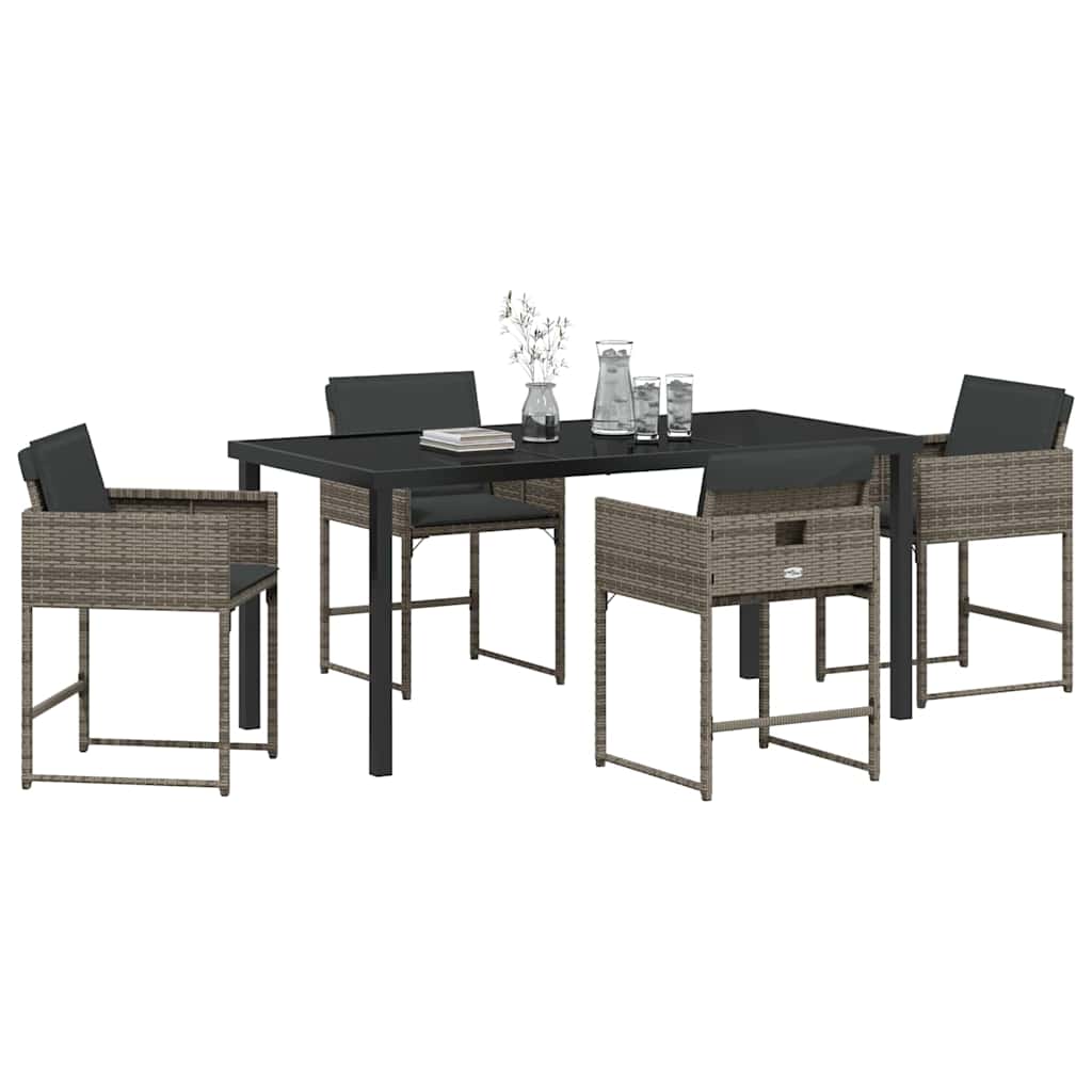 vidaXL Tuin Eetset 5 pcs Grijs poly rattan