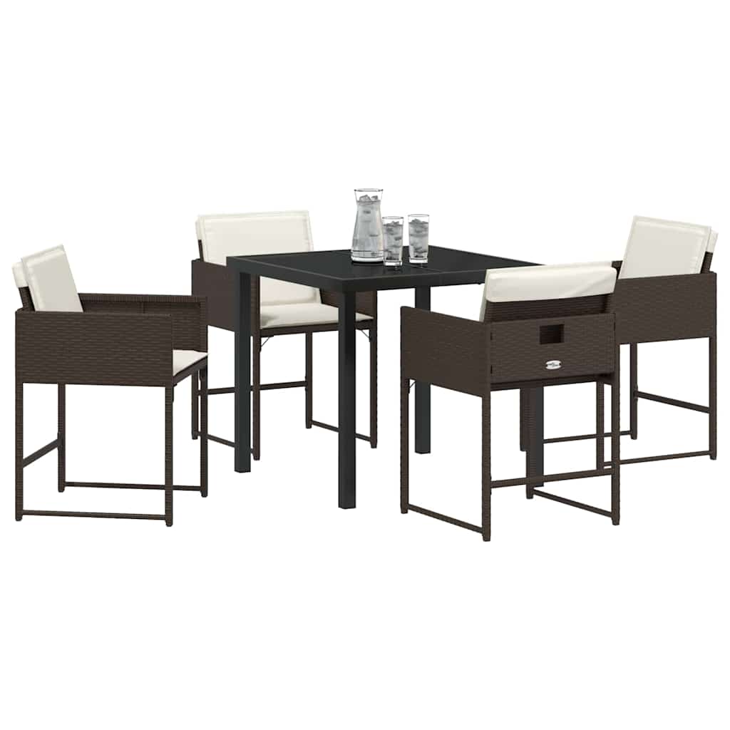 vidaXL Tuin Eetset 5 pcs Bruin poly rattan