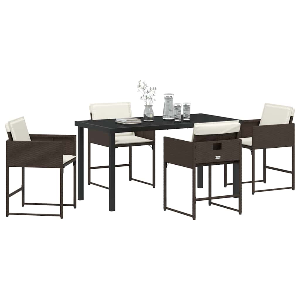 vidaXL Tuin Eetset 5 pcs Bruin poly rattan
