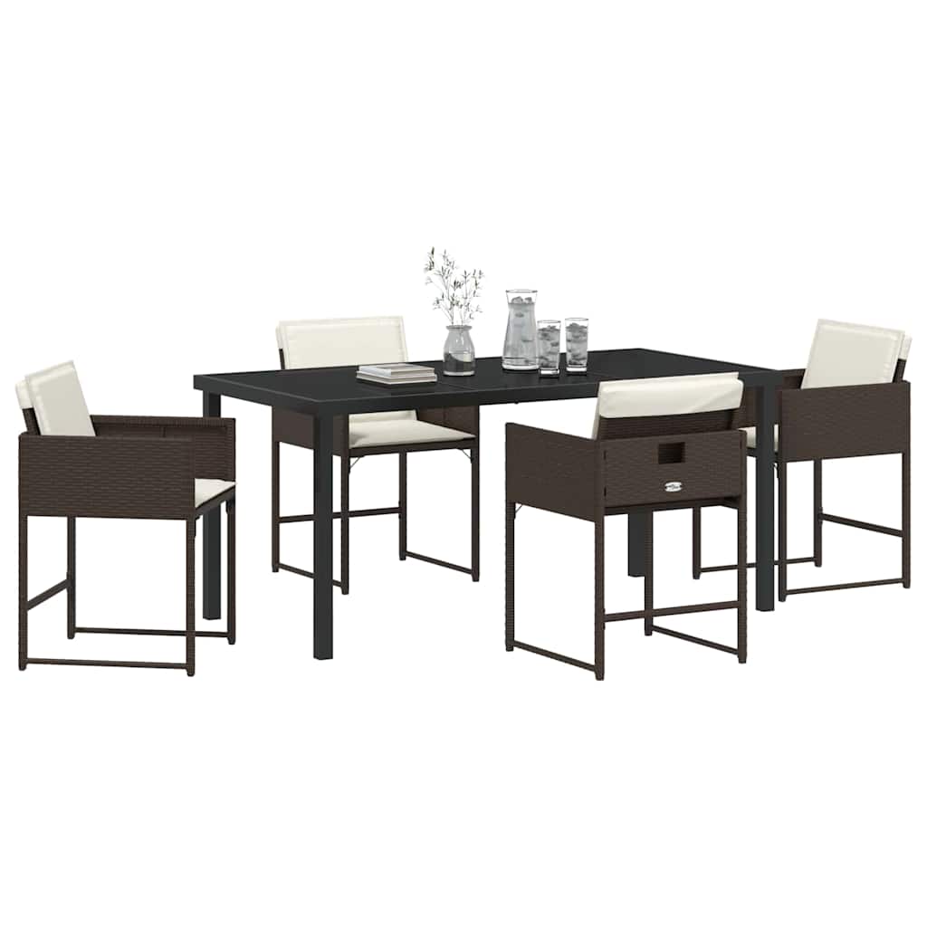 vidaXL Tuin Eetset 5 pcs Bruin poly rattan