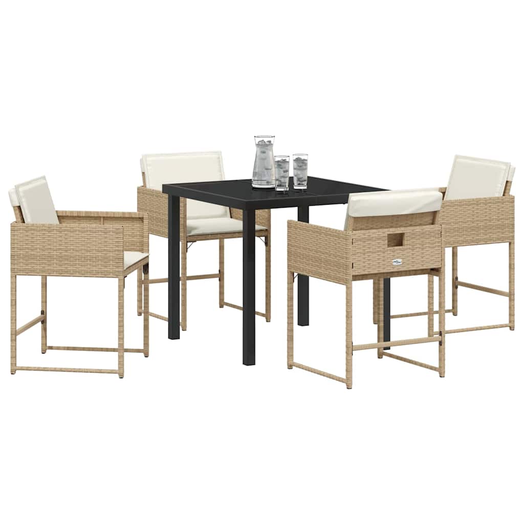 vidaXL Tuin Eetset 5 pcs Beige poly rattan