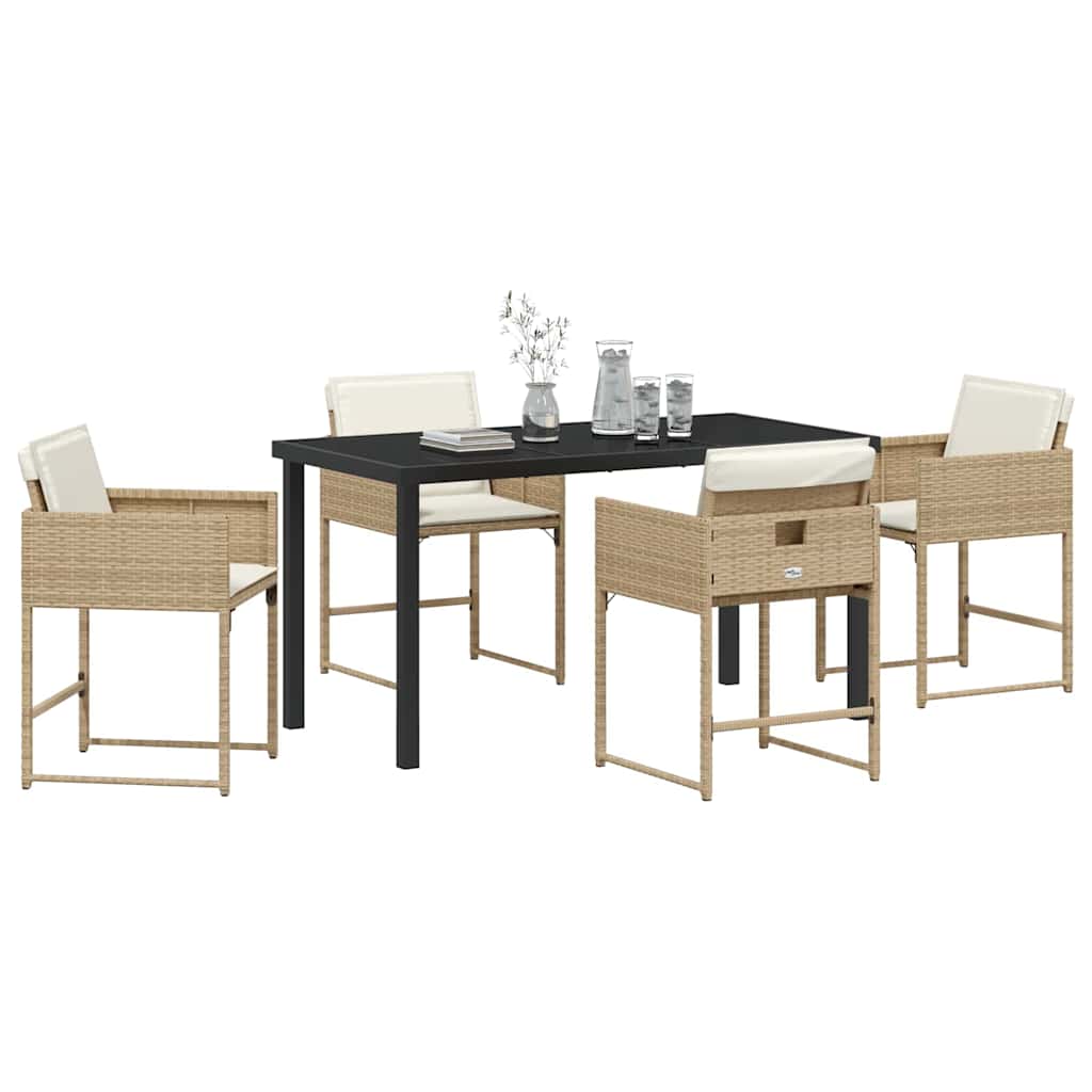vidaXL Tuin Eetset 5 pcs Beige poly rattan