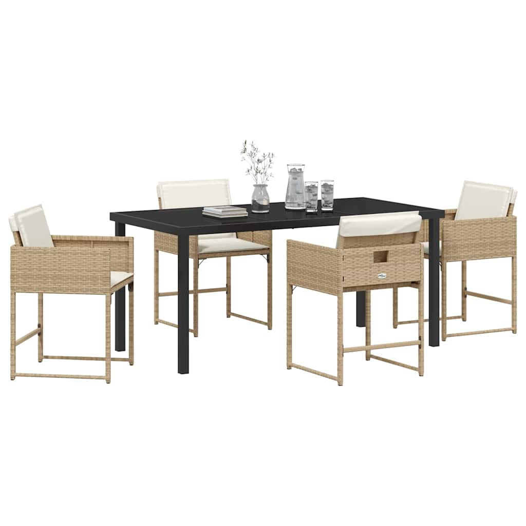 vidaXL Tuin Eetset 5 pcs Beige poly rattan