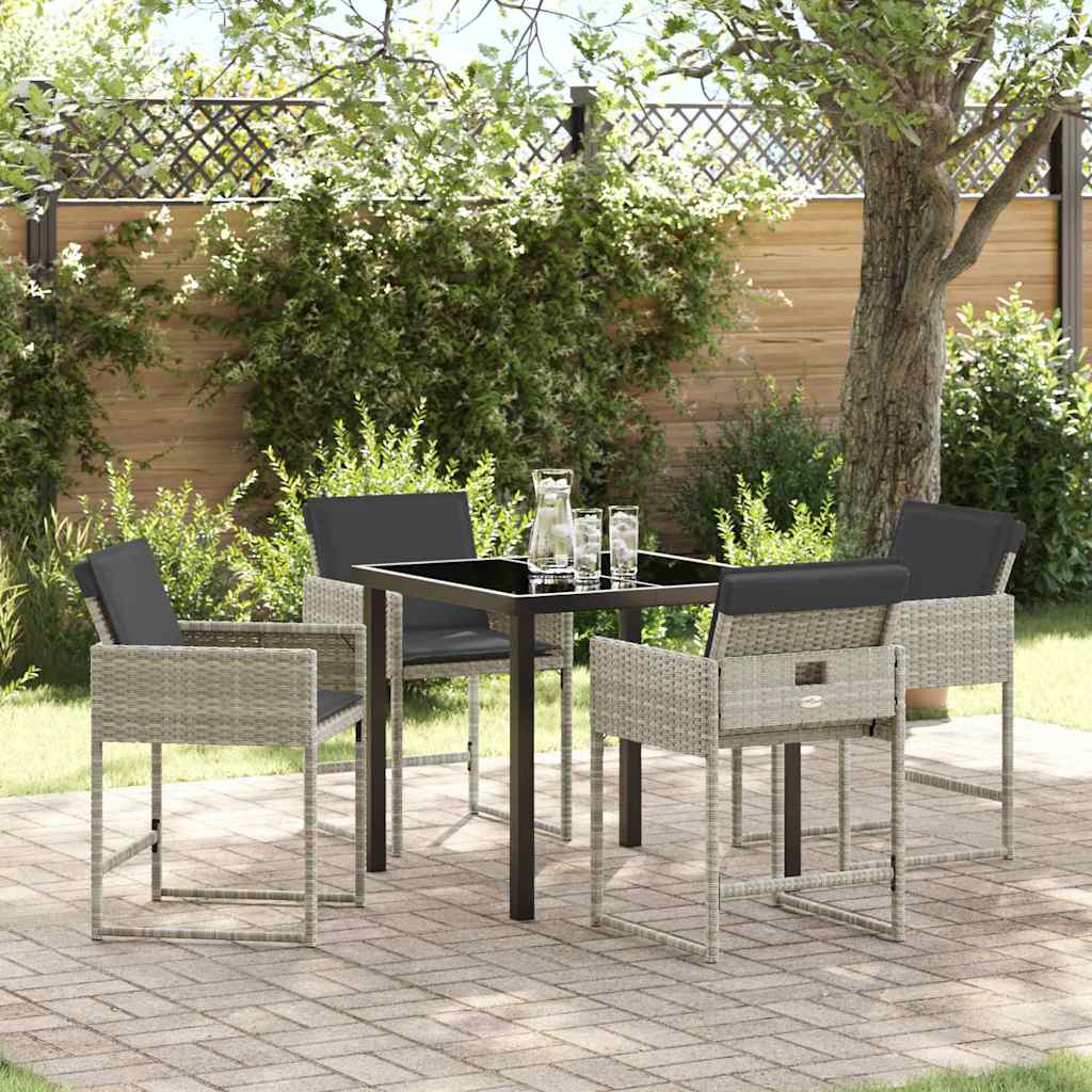 vidaXL Set de masă pentru grădină 5 pcs Gri deschis poliratan