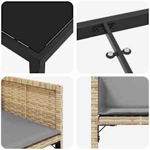 Zahradní jídelní souprava 5 pcs Béžová polyratan - obrázek 9