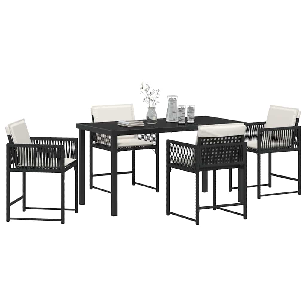 vidaXL Tuin Eetset 5 pcs Zwart poly rattan
