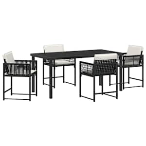 Zahradní jídelní souprava 5 pcs Černá polyratan - obrázek 2