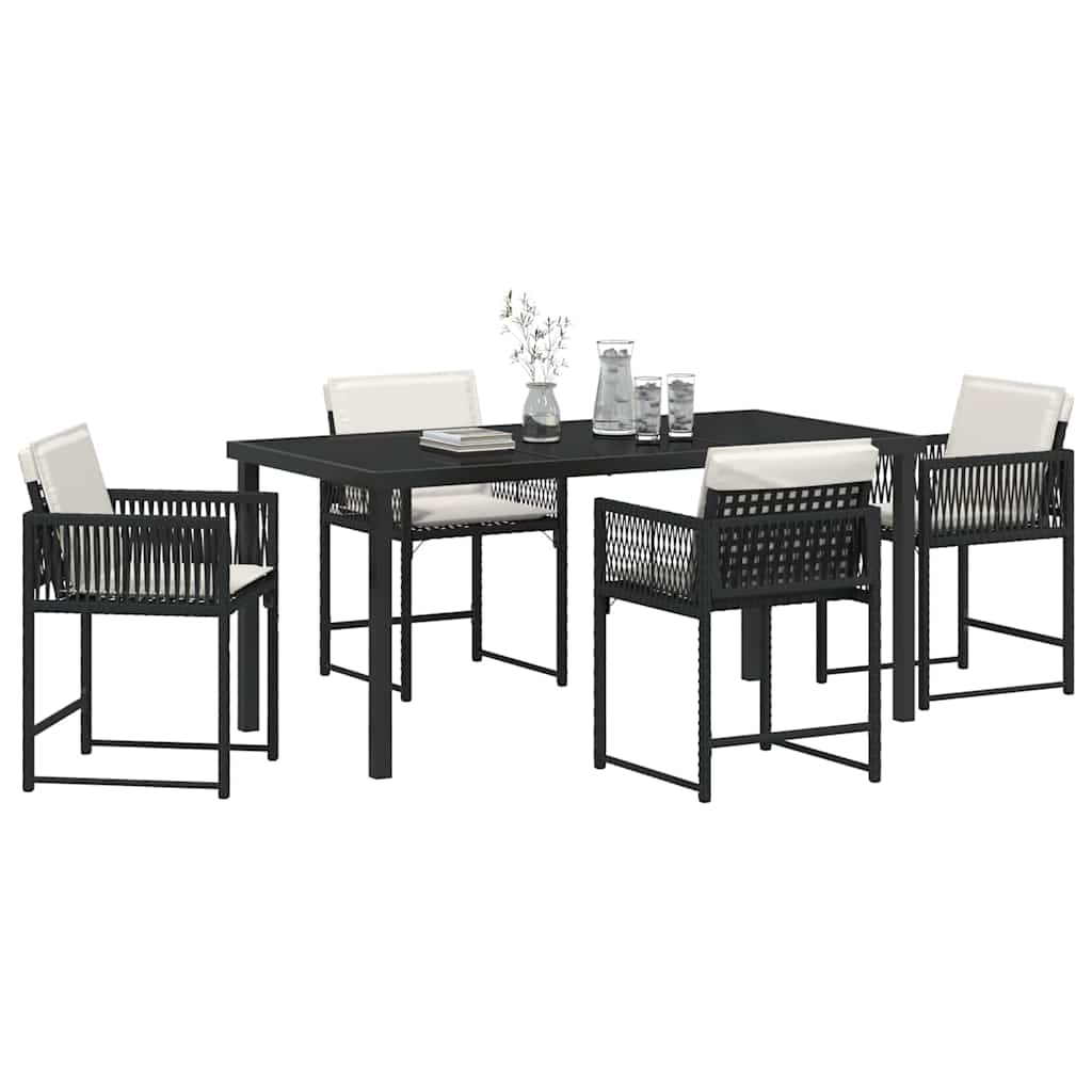 vidaXL Tuin Eetset 5 pcs Zwart poly rattan