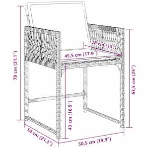 Zahradní jídelní souprava 5 pcs Černá polyratan - obrázek 10