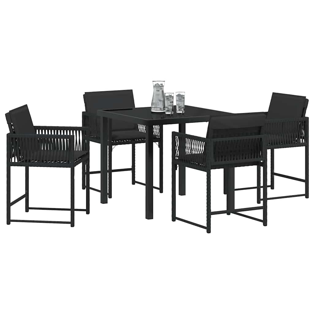 vidaXL Tuin Eetset 5 pcs Zwart poly rattan