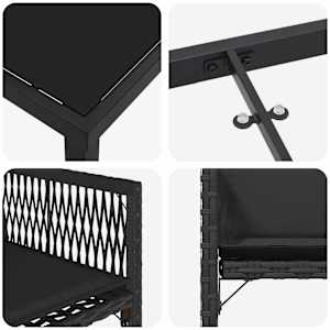 Zahradní jídelní souprava 5 pcs Černá polyratan - obrázek 9