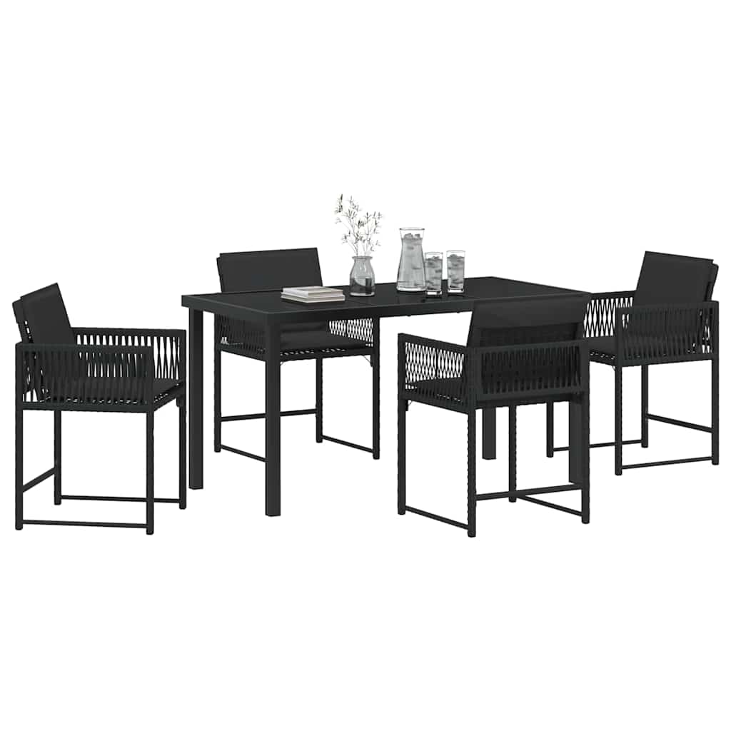 vidaXL Tuin Eetset 5 pcs Zwart poly rattan