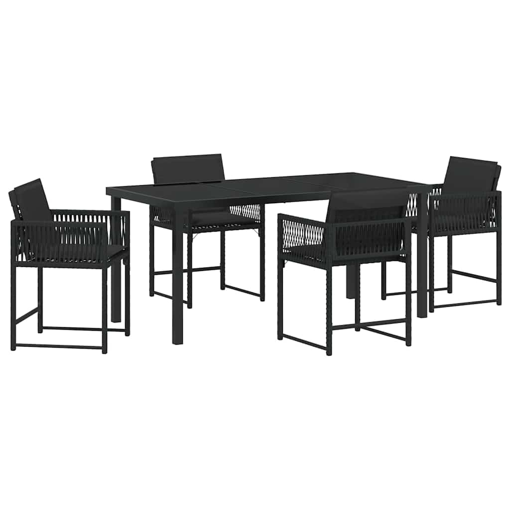 Piharuokailu setti 5 pcs Musta polyrottinki