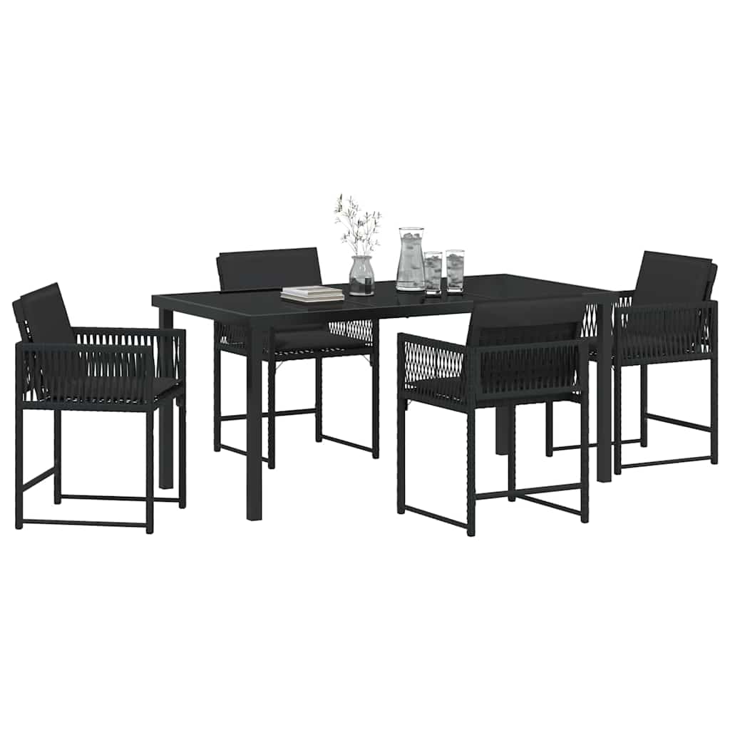 vidaXL Tuin Eetset 5 pcs Zwart poly rattan