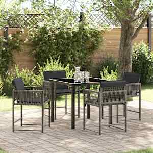 Komplet za jedilnico v vrtu 5 pcs Siva poli ratan