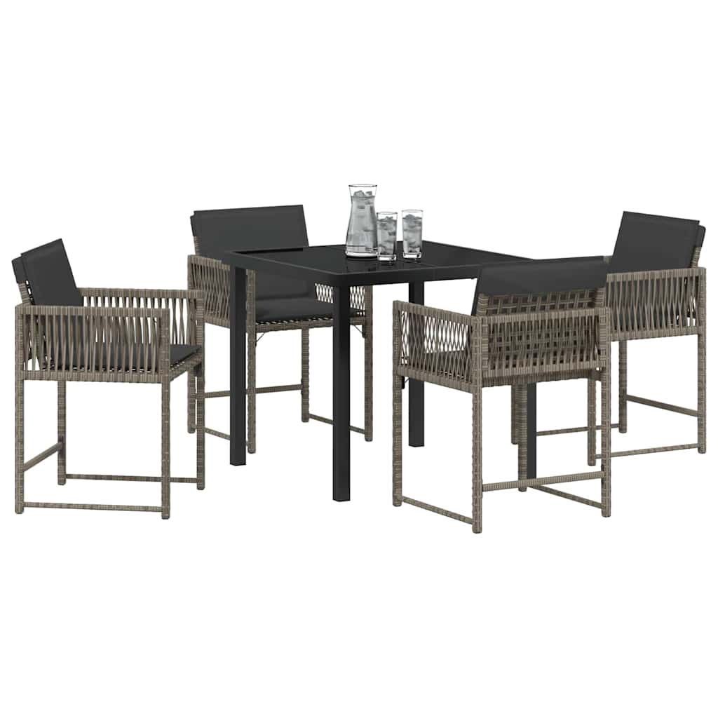 vidaXL Tuin Eetset 5 pcs Grijs poly rattan