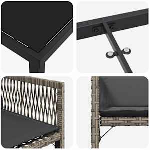Zahradní jídelní souprava 5 pcs Šedá polyratan - obrázek 9