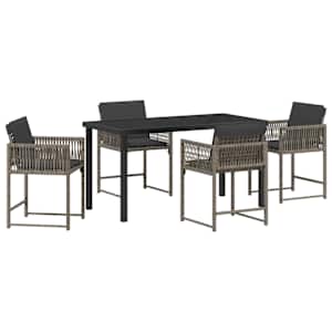 Zahradní jídelní souprava 5 pcs Šedá polyratan - obrázek 2