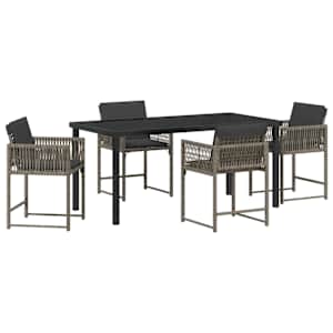Zahradní jídelní souprava 5 pcs Šedá polyratan - obrázek 2
