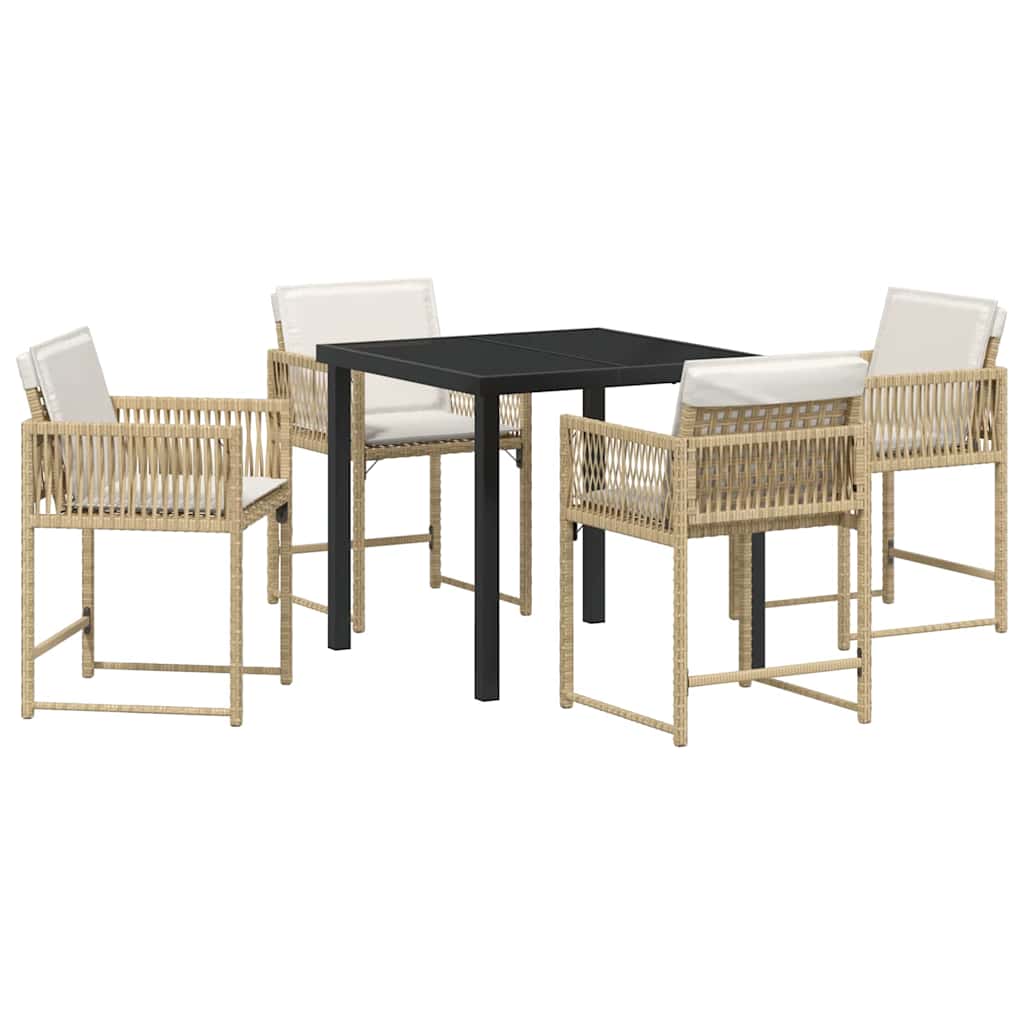 vidaXL Piharuokailu setti 5 pcs Beige polyrottinki